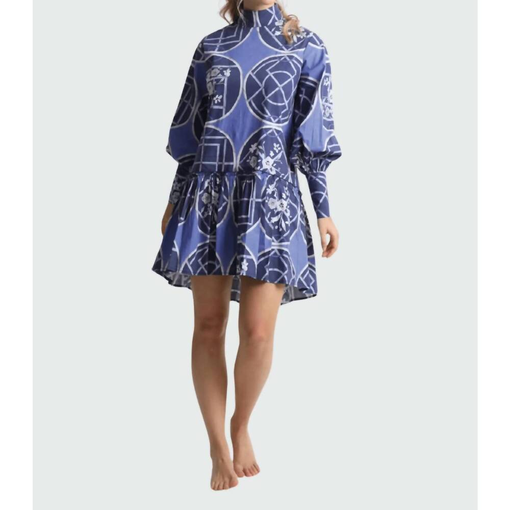 NEW KLEID fiona mini dress in blue circles